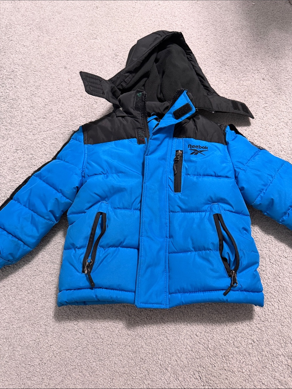 Reebok Kids Blue and Black Puffer Jacket with Hood